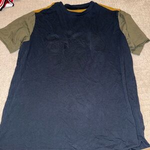 Men's Coach Short Sleeve Crewneck T-Shirt - Navy with Olive Sleeves